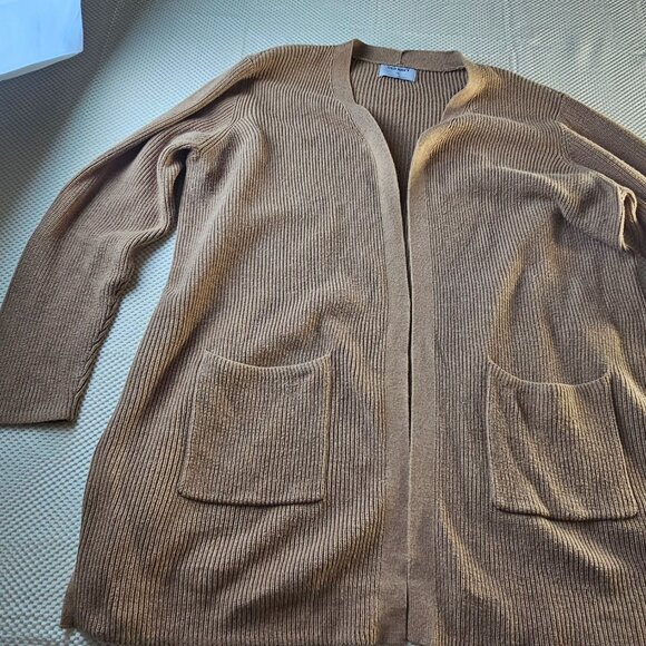 Old Navy Womens Ribbed Open-Front Cardigan Sweater Xxl Light Brown Cotton Blend - Picture 10 of 12